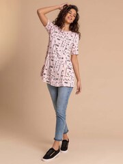 Roman Pink Abstract Pocket Stretch Swing Top - Image 3 of 4