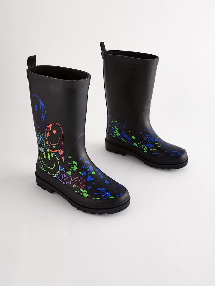 Schwarz Mehrfarbig Happy - Gummistiefel - Bild 1 von 5 Schwarz Mehrfarbig Happy - Gummistiefel - Bild 1 von 5