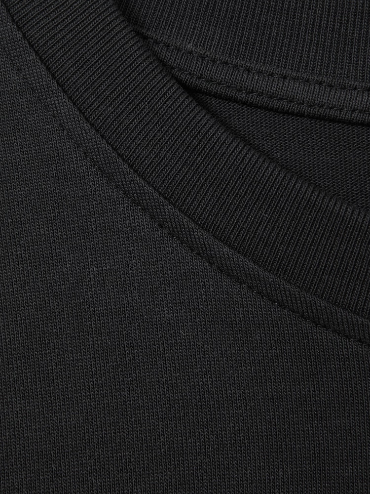 Reiss Washed Black Cube Cotton Crew Neck Long Sleeve T-Shirt - Image 6 of 6