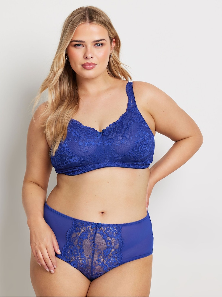Yours Curve Blue Lace Total Support Bra - Image 1 of 4