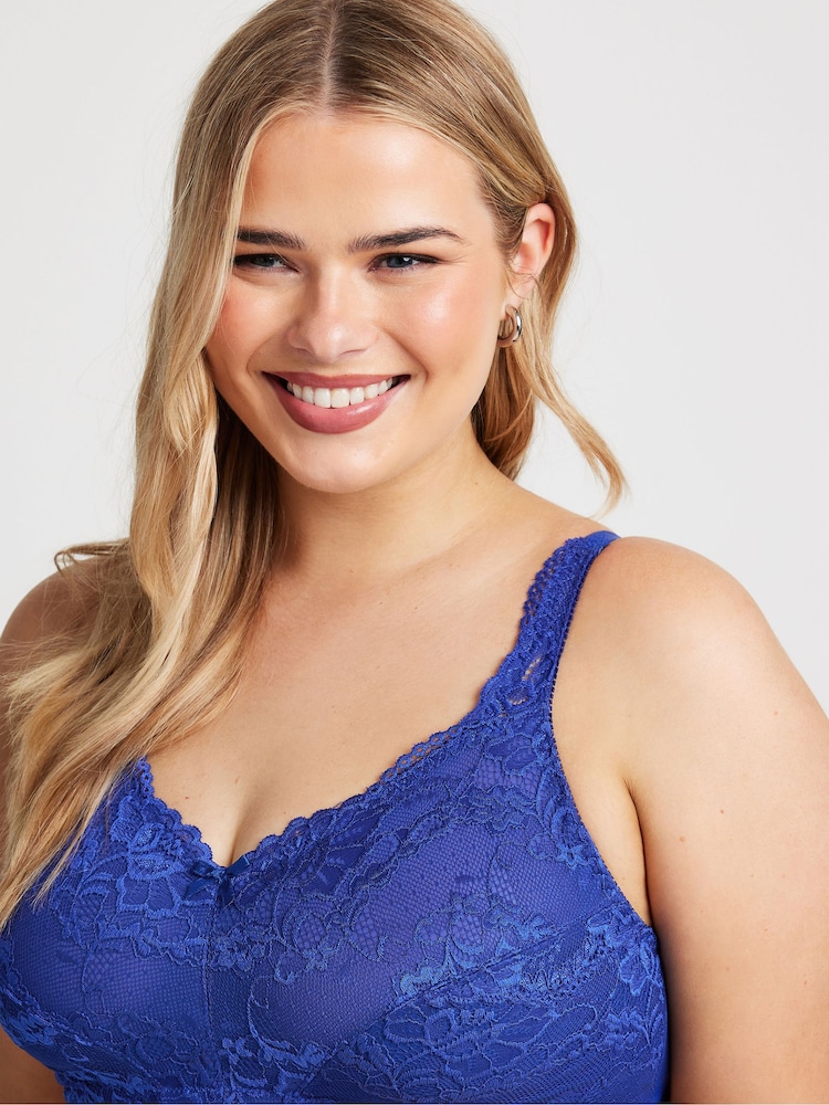 Yours Curve Blue Lace Total Support Bra - Image 4 of 4