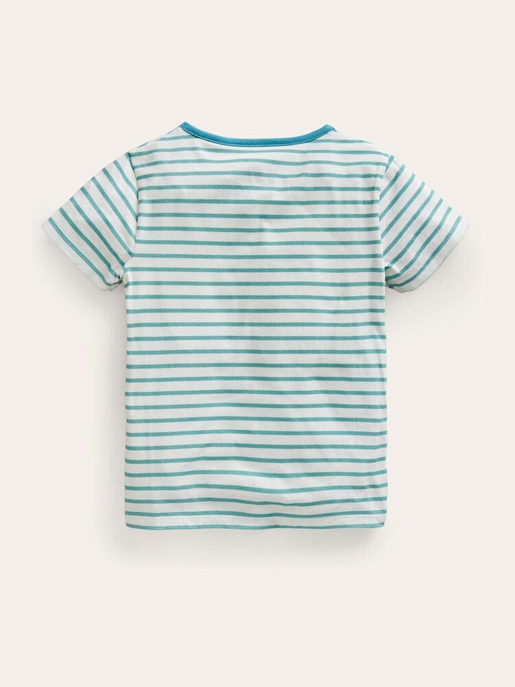 Boden Blue 100% Cotton Short Sleeve Appliqué T-Shirt - Image 2 of 3