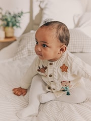 White Christmas Knitted Baby Cardigan - Image 2 of 4