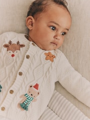 White Christmas Knitted Baby Cardigan - Image 4 of 4