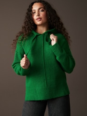 Green Bright Relaxed Fit Oversized Knitted Hoodie Jumper - Image 1 of 10