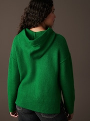 Green Bright Relaxed Fit Oversized Knitted Hoodie Jumper - Image 2 of 10