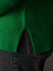 Green Bright Relaxed Fit Oversized Knitted Hoodie Jumper - Image 4 of 10