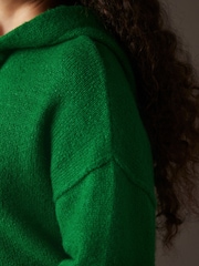 Green Bright Relaxed Fit Oversized Knitted Hoodie Jumper - Image 5 of 10