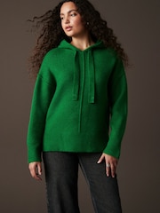 Green Bright Relaxed Fit Oversized Knitted Hoodie Jumper - Image 6 of 10