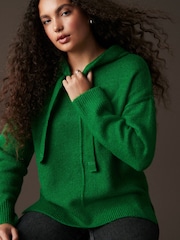 Green Bright Relaxed Fit Oversized Knitted Hoodie Jumper - Image 7 of 10