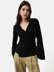 Jigsaw Textured Jersey Wrap Top - Image 1 of 6