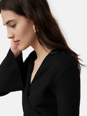 Jigsaw Textured Jersey Wrap Top - Image 5 of 6