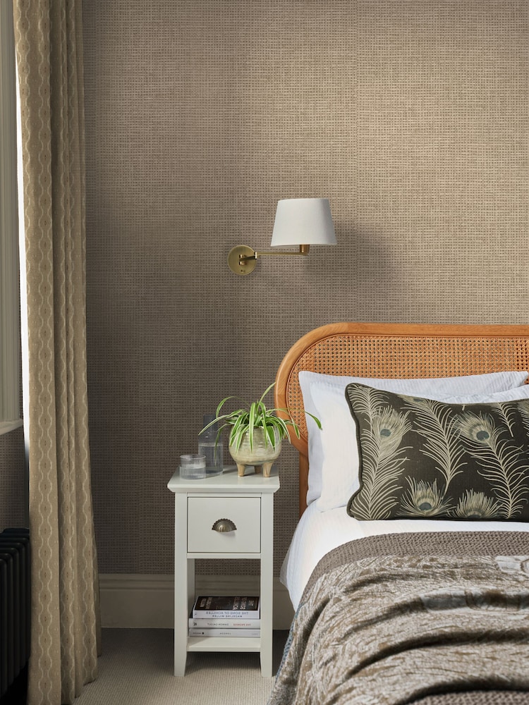 Graham & Brown Toast Rustic Weft 10M Wallpaper - Image 1 of 3