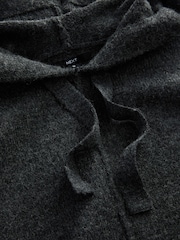 Charcoal Grey Relaxed Fit Oversized Knitted Hoodie Jumper - Image 6 of 7