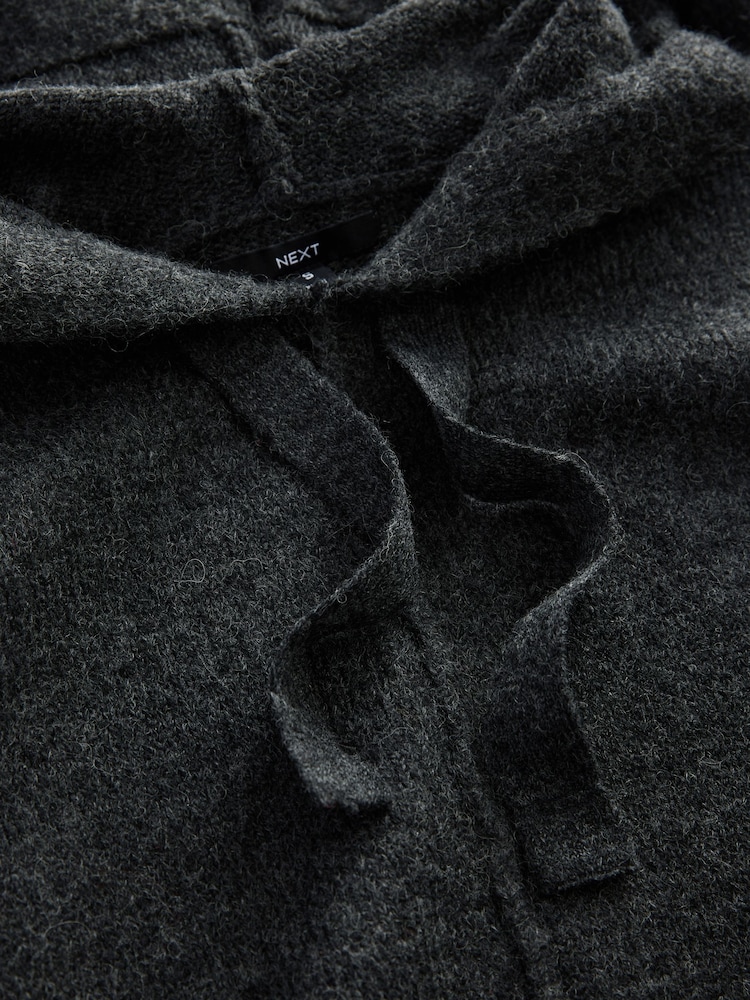 Gris de charbon de bois - Relaxed Fit Oversized Knitted Sweat-shirt à capuche Pull - Image 6 of 7