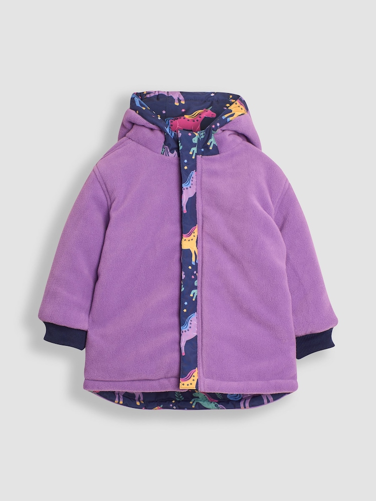 JoJo Maman Bébé Lilac Unicorn Fleece Lined Jacket - Image 4 of 7