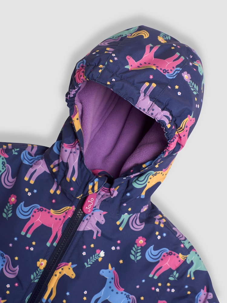 JoJo Maman Bébé Lilac Unicorn Fleece Lined Jacket - Image 6 of 7