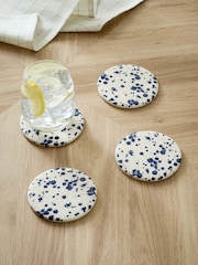 Set of 4 Blue Splatter Ceramic Coasters - Image 1 of 3