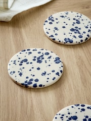 Set of 4 Blue Splatter Ceramic Coasters - Image 2 of 3