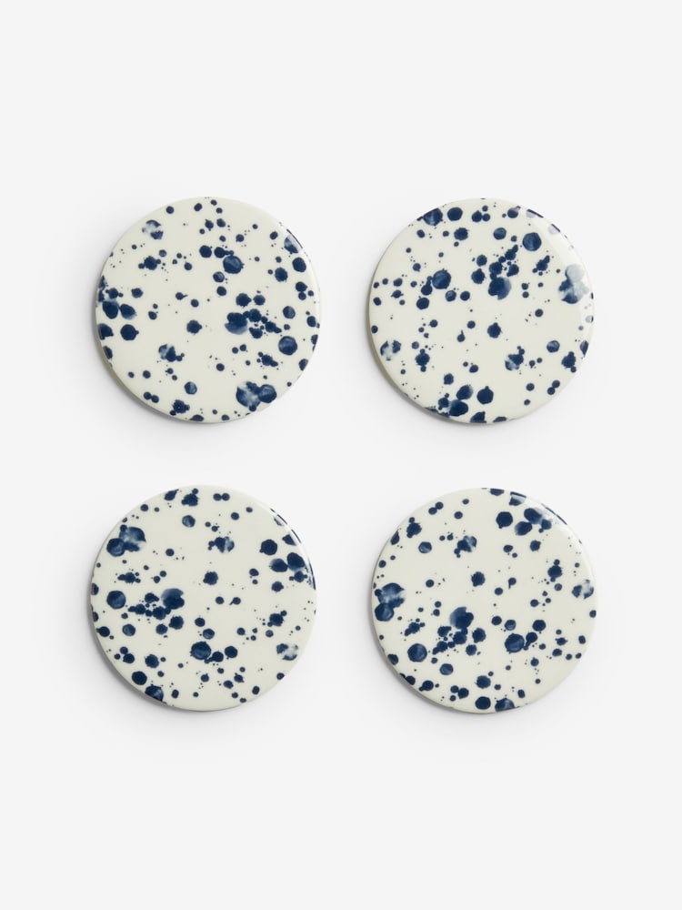 Set of 4 Blue Splatter Ceramic Coasters - Image 3 of 3