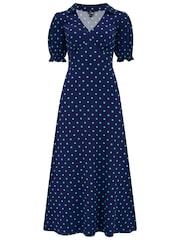 Pour Moi Blue Delphi V-Neck Slinky Stretch Midaxi Dress - Image 3 of 4