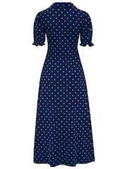 Pour Moi Blue Delphi V-Neck Slinky Stretch Midaxi Dress - Image 4 of 4