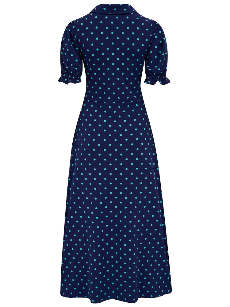 Pour Moi Blue Delphi V-Neck Slinky Stretch Midaxi Dress - Image 4 of 4