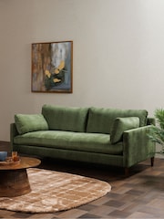 Barker and Stonehouse Olive Green Kaplan Velvet 3 Seater Sofa - Image 1 of 6
