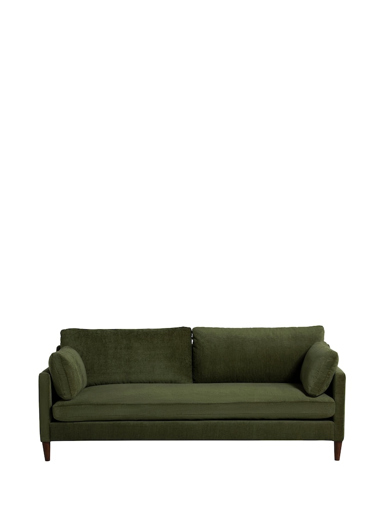 Barker and Stonehouse Olive Green Kaplan Velvet 3 Seater Sofa - Image 2 of 6
