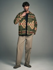 Green Borg Lined Pattern Navajo Style Shacket - Image 2 of 8
