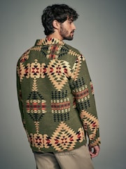 Green Borg Lined Pattern Navajo Style Shacket - Image 3 of 8