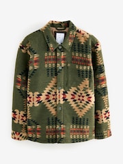 Green Borg Lined Pattern Navajo Style Shacket - Image 5 of 8