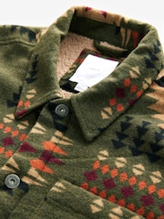 Green Borg Lined Pattern Navajo Style Shacket - Image 7 of 8