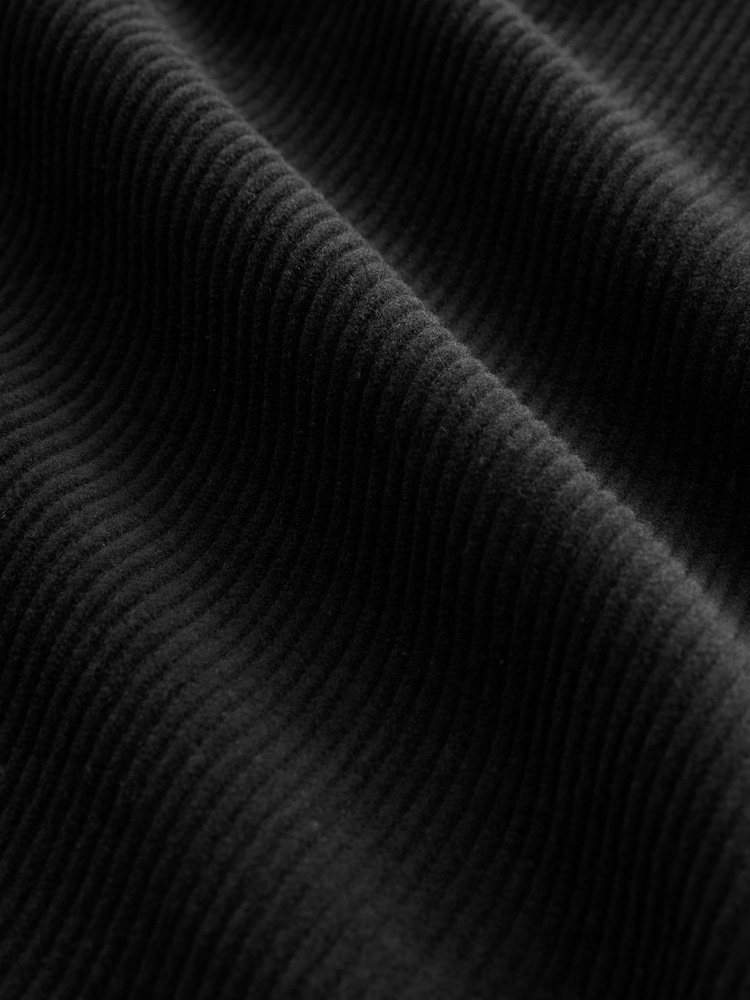 Black Corduroy Pinafore Short Sleeve Mini Dress - Image 7 of 8