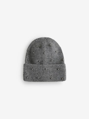 Grey Stud Beanie Hat (3-16yrs) - Image 2 of 3