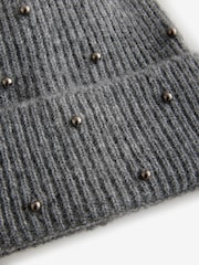 Grey Stud Beanie Hat (3-16yrs) - Image 3 of 3