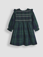 JoJo Maman Bébé Green Tartan Smocked Dress - Image 1 of 3