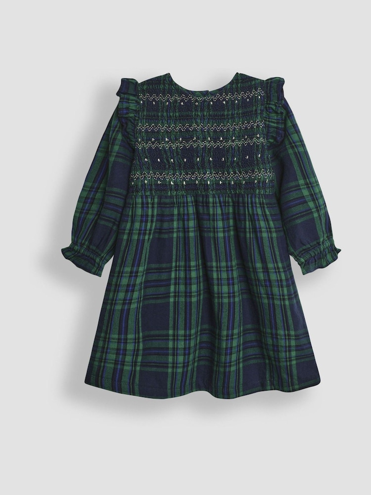 JoJo Maman Bébé Green Tartan Smocked Dress - Image 1 of 3