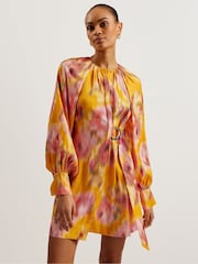 Ted Baker Orange Akemi Mini Wrap Dress - Image 1 of 6