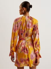Ted Baker Orange Akemi Mini Wrap Dress - Image 3 of 6