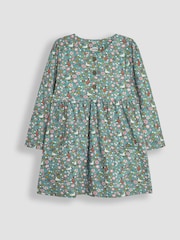 JoJo Maman Bébé Duck Egg Duck & Fox Floral Button Front Dress - Image 1 of 3