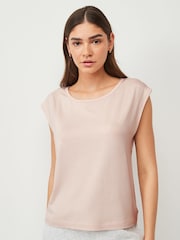 Calvin Klein Pink Wide Neck T-Shirt - Image 1 of 6
