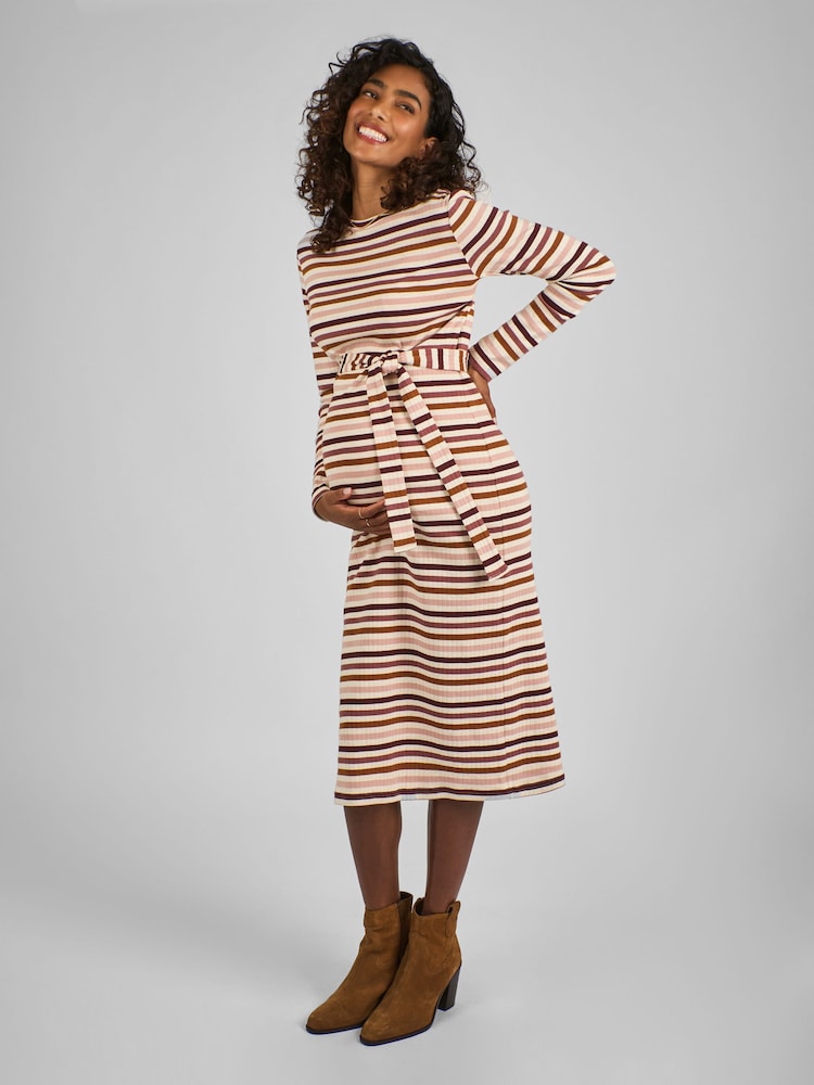 Rayas avena - Vestido de premamá de punto de canalé de JoJo Maman Bébé - Imagen 2 de 5 Rayas avena - Vestido de premamá de punto de canalé de JoJo Maman Bébé - Imagen 2 de 5