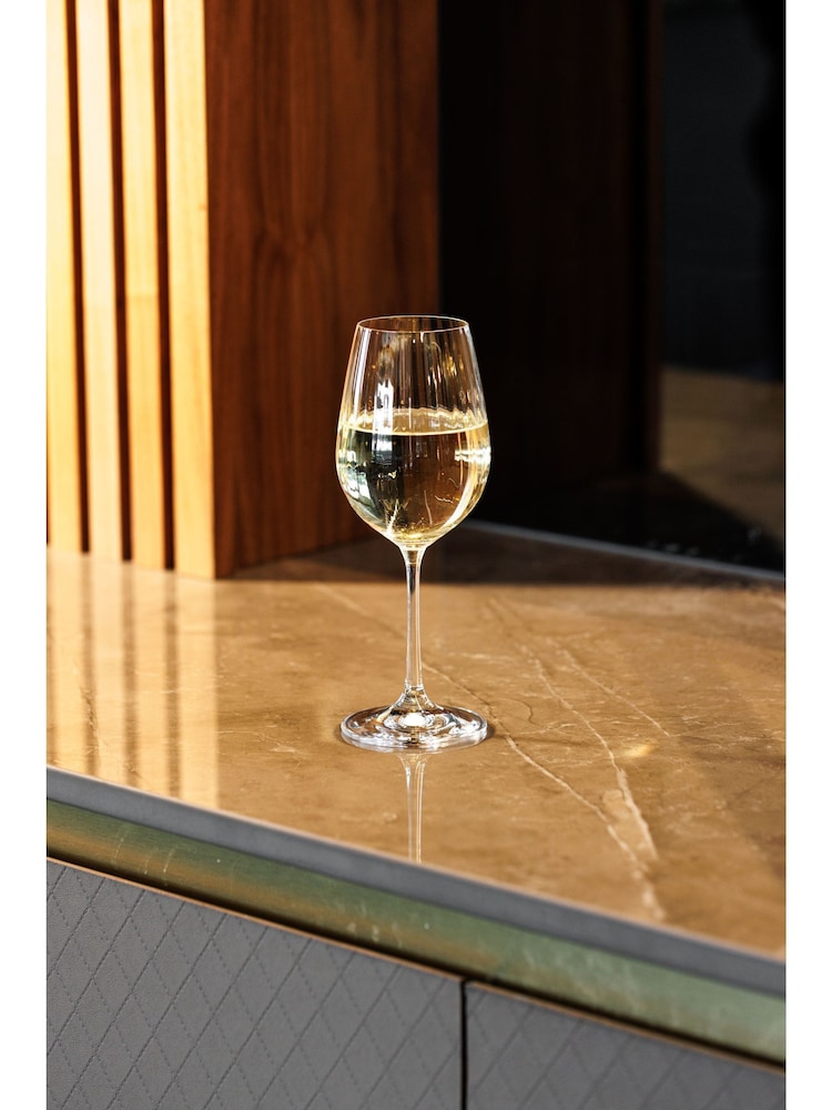 Mikasa Set of 4 Clear Treviso Crystal White Wine Ribbed Glass - Image 2 of 5