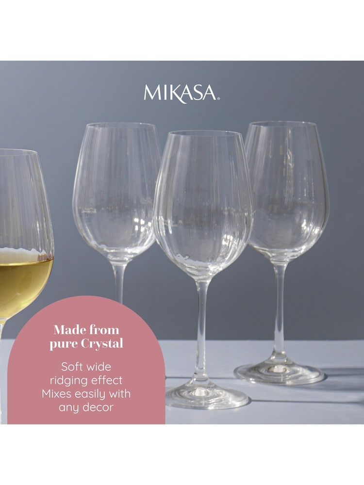 Mikasa Set of 4 Clear Treviso Crystal White Wine Ribbed Glass - Image 5 of 5