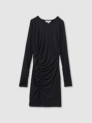 Reiss Charcoal Allie Ruched Jersey Mini Dress - Image 2 of 6