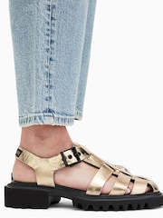 AllSaints Gold Nessa Sandals - Image 2 of 7