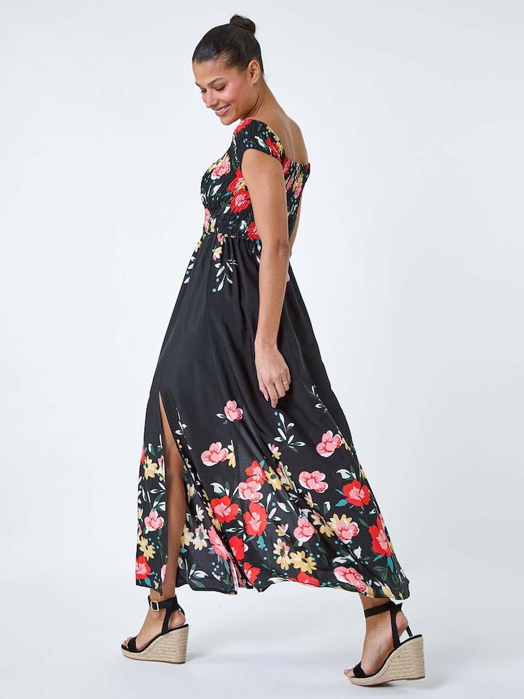 Roman Gesmoktes Maxikleid mit Carmenausschnitt und Blumenmuster - Bild 2 von 5 Roman Gesmoktes Maxikleid mit Carmenausschnitt und Blumenmuster - Bild 2 von 5