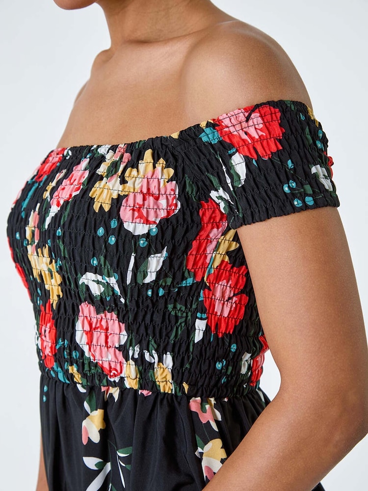 Roman Gesmoktes Maxikleid mit Carmenausschnitt und Blumenmuster - Bild 5 von 5 Roman Gesmoktes Maxikleid mit Carmenausschnitt und Blumenmuster - Bild 5 von 5