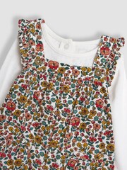 JoJo Maman Bébé Mustard Yellow Autumn Floral Cord Dungarees & Top Set - Image 6 of 6